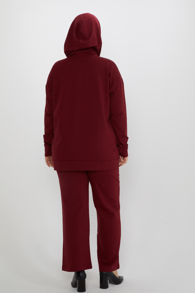 Tracksuit Set Hooded Detail Claret Red - 17897 | KAZEE (Set of 3 M-L-XL) - 4