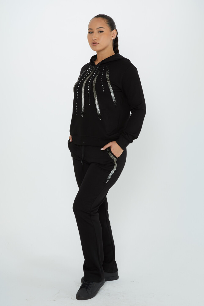 Tracksuit Set Strip Stone Embroidered Black - 17597 | KAZEE (Set of 4 M-L-XL-2XL) - 1