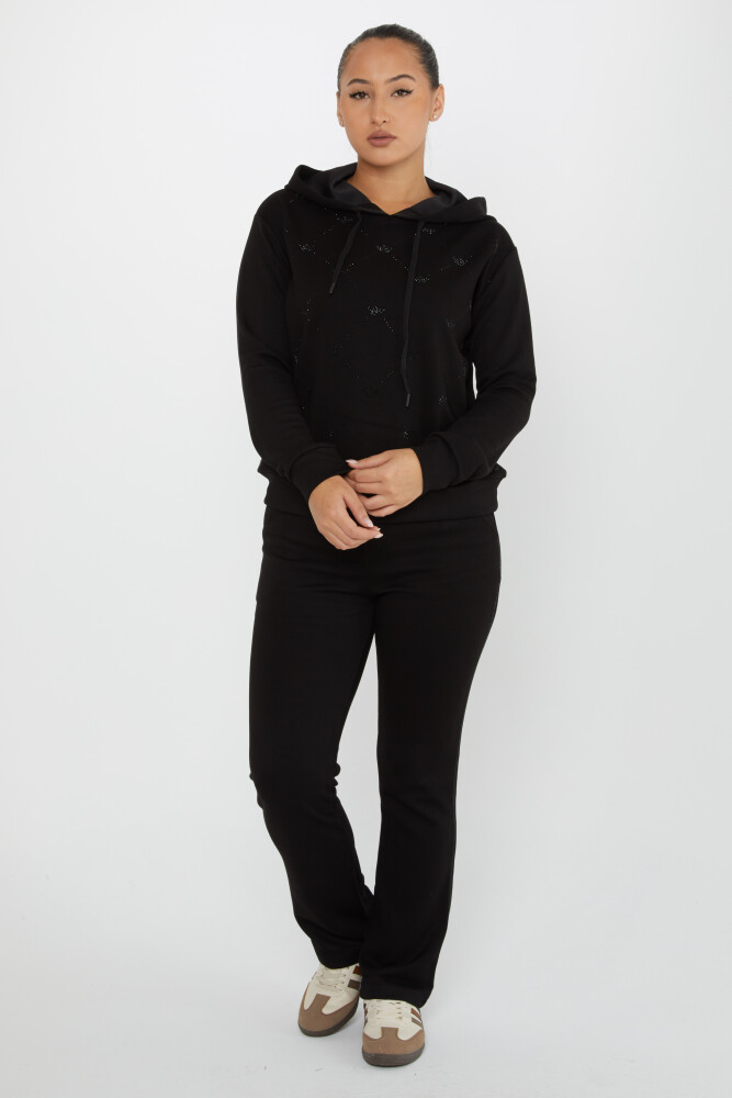 Tracksuit Set Crown Stone Embroidered Black - 17625 | KAZEE (Set of 4 S-M-L-XL) - 1