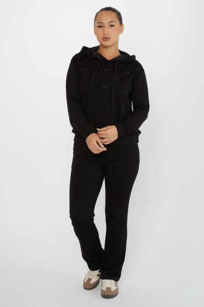 Tracksuit Set Crown Stone Embroidered Black - 17625 | KAZEE (Set of 4 S-M-L-XL) 