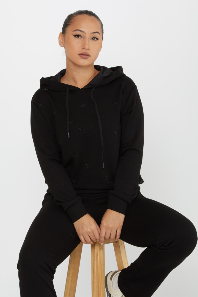 Tracksuit Set Crown Stone Embroidered Black - 17625 | KAZEE (Set of 4 S-M-L-XL) - 2