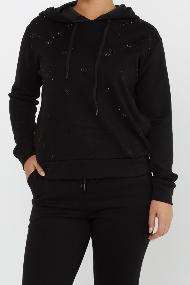 Tracksuit Set Crown Stone Embroidered Black - 17625 | KAZEE (Set of 4 S-M-L-XL) - 4