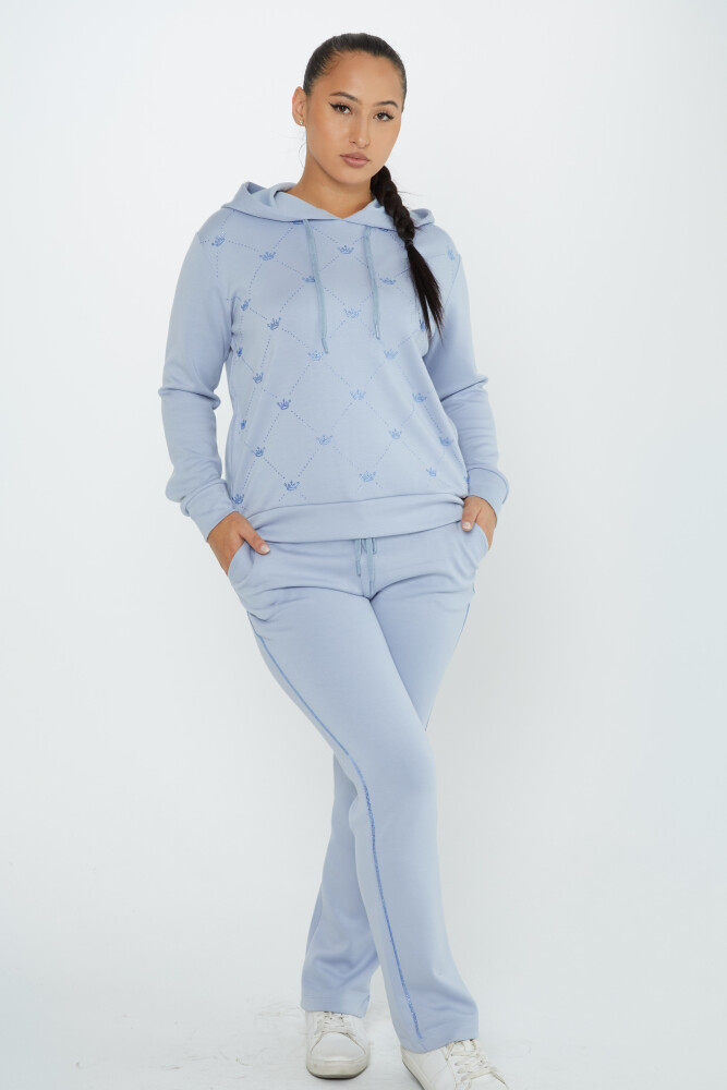 Tracksuit Set Crown Stone Embroidered Blue - 17625 | KAZEE (Set of 4 S-M-L-XL) - 1