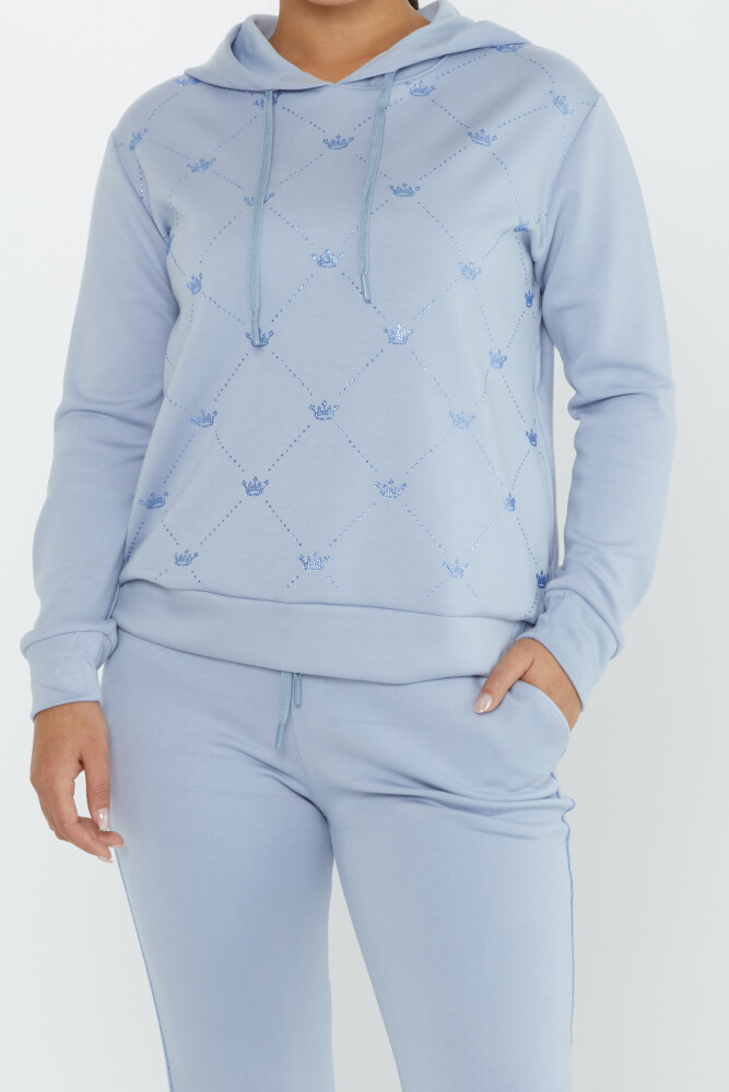 Tracksuit Set Crown Stone Embroidered Blue - 17625 | KAZEE (Set of 4 S-M-L-XL) - 4