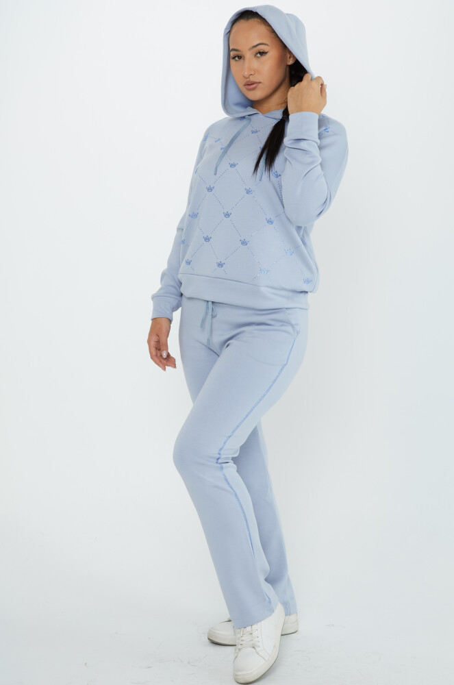 Tracksuit Set Crown Stone Embroidered Blue - 17625 | KAZEE (Set of 4 S-M-L-XL) - 2