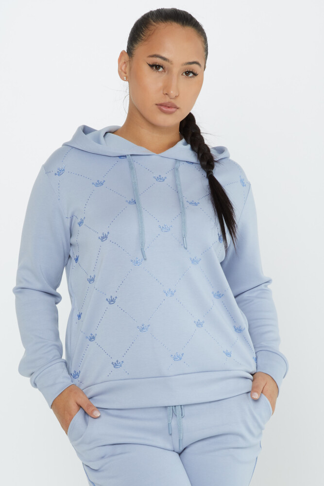 Tracksuit Set Crown Stone Embroidered Blue - 17625 | KAZEE (Set of 4 S-M-L-XL) - 3