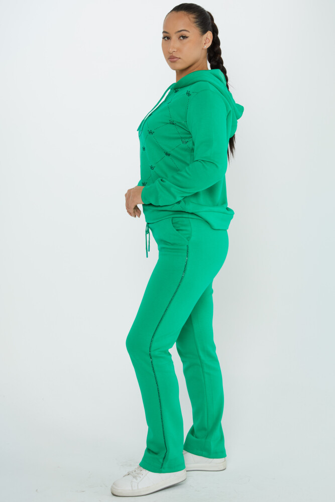 Tracksuit Set Crown Stone Embroidered Pistachio Green - 17625 | KAZEE (Set of 4 S-M-L-XL) - 1