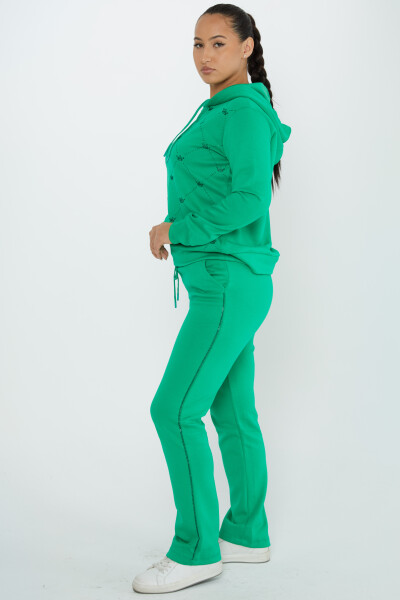 Tracksuit Set Crown Stone Embroidered Pistachio Green - 17625 | KAZEE (Set of 4 S-M-L-XL) 