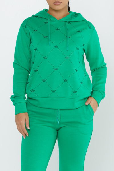 Tracksuit Set Crown Stone Embroidered Pistachio Green - 17625 | KAZEE (Set of 4 S-M-L-XL) - 3