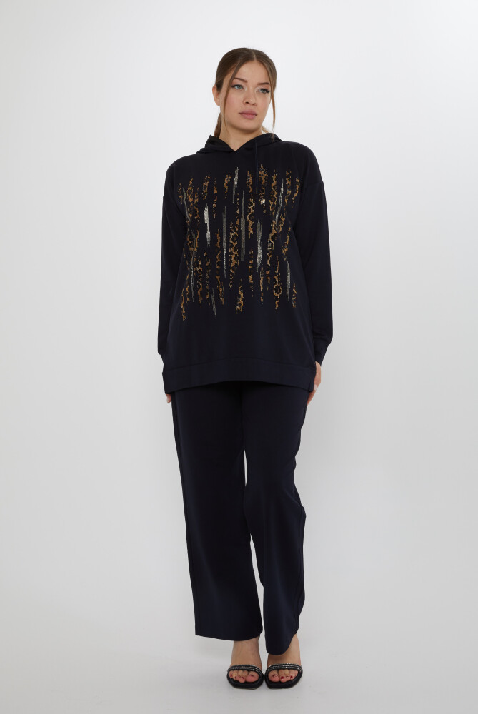 Trening Leopard Stone Brodat Bleumarin - 17901 | KAZEE (Set de 3 M-L-XL) - 1