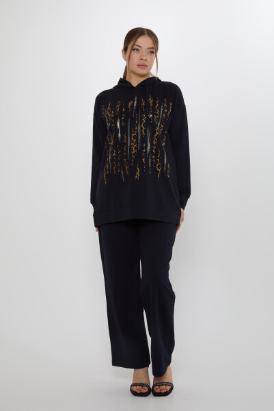 Trening Leopard Stone Brodat Bleumarin - 17901 | KAZEE (Set de 3 M-L-XL) 