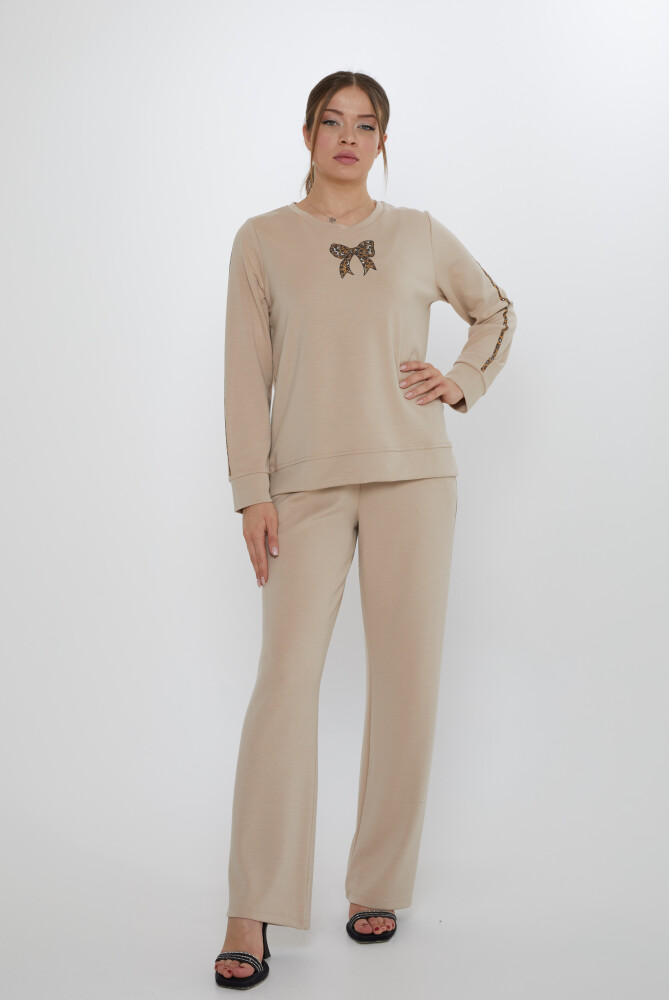 Trening Stripe Stone Brodat Bej - 17902 | KAZEE (Set de 3 L-XL-2XL) - 1
