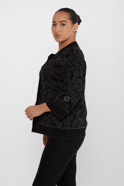 ﻿﻿Cardigan En Maille À Motifs Pierre Brodée Noir - 31150 | KAZEE (Lot de 3 L-XL-2XL) - 2