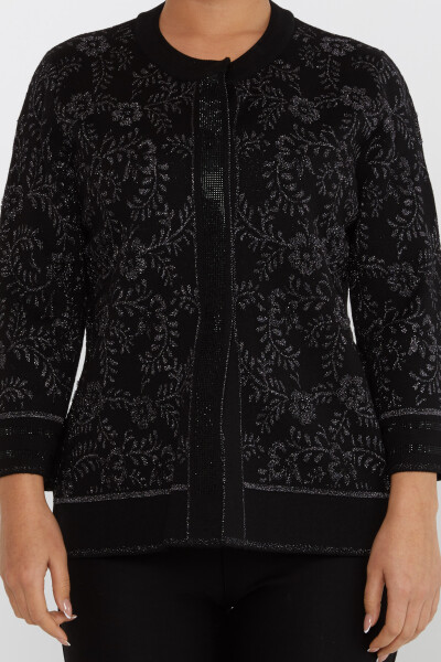 ﻿﻿Cardigan En Maille À Motifs Pierre Brodée Noir - 31150 | KAZEE (Lot de 3 L-XL-2XL) - 3