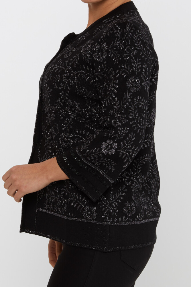 ﻿﻿Cardigan En Maille À Motifs Pierre Brodée Noir - 31150 | KAZEE (Lot de 3 L-XL-2XL) - 4