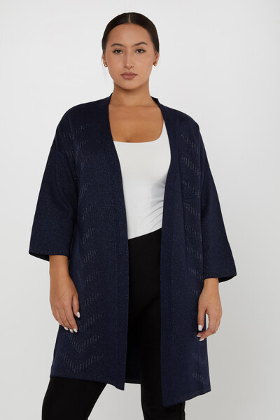 Cardigan en tricot pailleté à manches longues bleu marine - 30713 | KAZEE (Lot de 4 M-L-XL-2XL) 