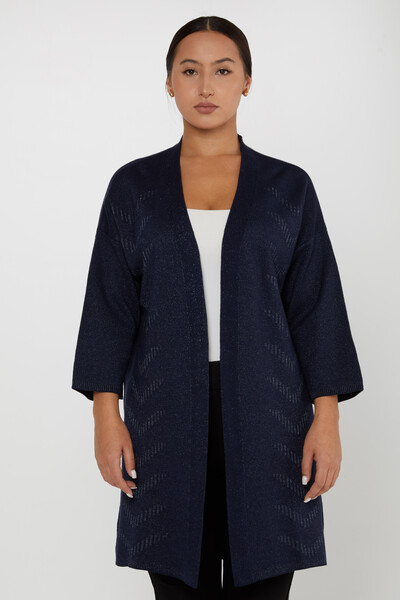 Cardigan en tricot pailleté à manches longues bleu marine - 30713 | KAZEE (Lot de 4 M-L-XL-2XL) - 2