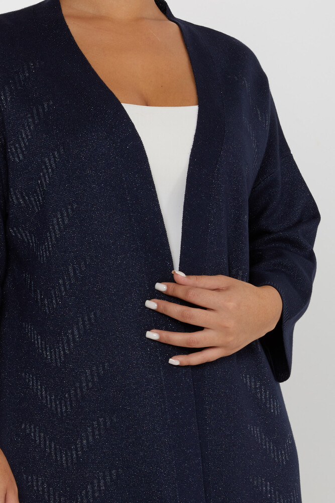 Cardigan en tricot pailleté à manches longues bleu marine - 30713 | KAZEE (Lot de 4 M-L-XL-2XL) - 3