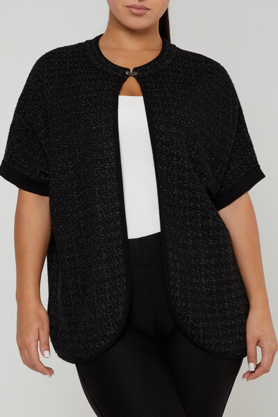 Cardigan en tricot avec détail de boucle, manches courtes noir - 30708 | KAZEE (Lot de 4 M-L-XL-2XL) - 2