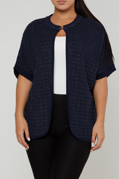 Cardigan en tricot avec détail de boucle à manches courtes bleu marine - 30708 | KAZEE (Lot de 4 M-L-XL-2XL) - 2