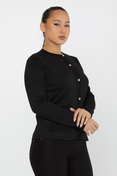 Cardigan en maille avec bouton en pierre et poche Noir - 30730 | KAZEE (Lot de 4 M-L-XL-2XL) - 2