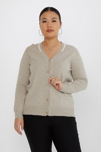 Cardigan en tricot bouton pailleté détaillé vison - 31722 | KAZEE (Lot de 3 L-XL-2XL) - 1