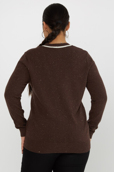 Cardigan en tricot avec bouton pailleté, Marron - 31722 | KAZEE (Lot de 3 L-XL-2XL) - 4