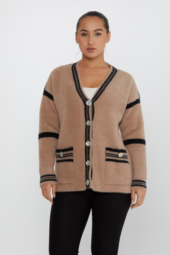 Cardigan en tricot avec poche détaillée boutonnée en vison - 30784 | KAZEE (Lot de 3 M-L-XL) - 2