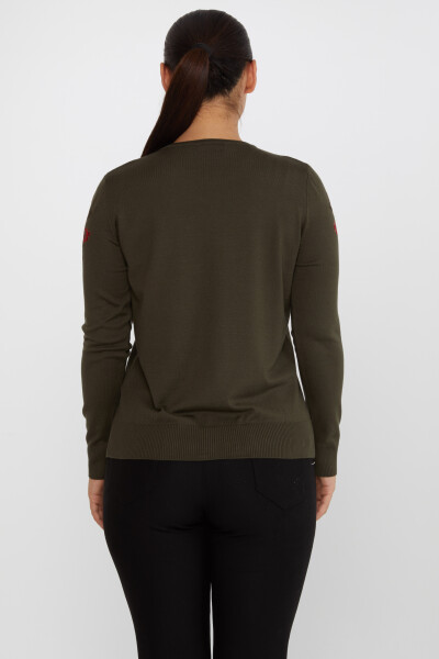 Pull En Maille Fleur Brodée Pierre Brodée Vert - 31673 | KAZEE (Lot de 3 L-XL-2XL) - 5