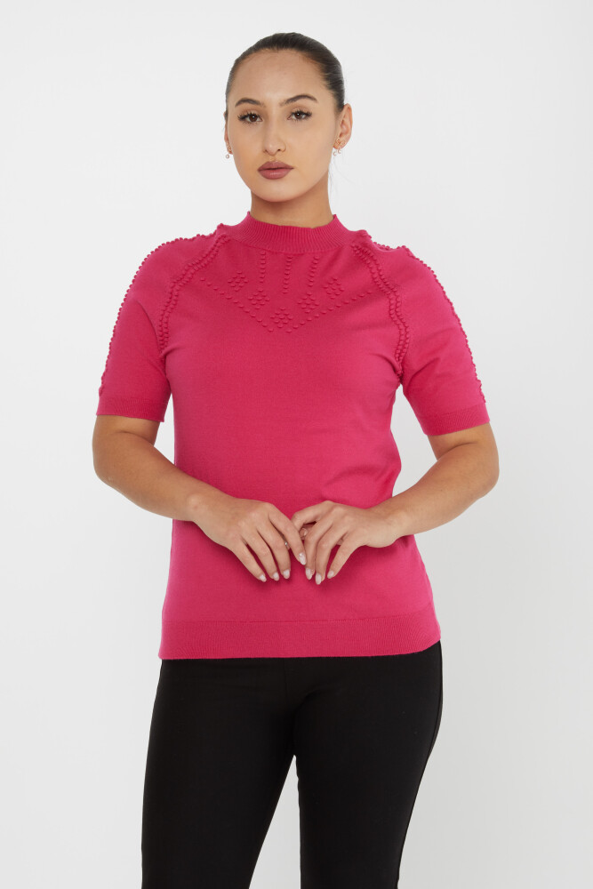 Pull En Maille Auto-tissé Manches Américaines Fuchsia - 30964 | KAZEE (Lot de 3 M-L-XL) - 1