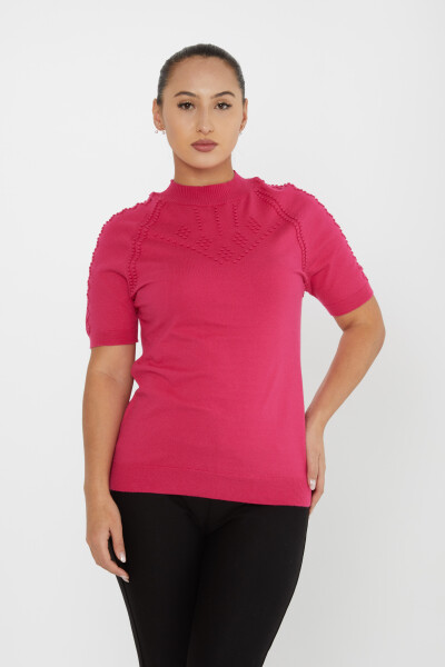 Pull En Maille Auto-tissé Manches Américaines Fuchsia - 30964 | KAZEE (Lot de 3 M-L-XL) - 2