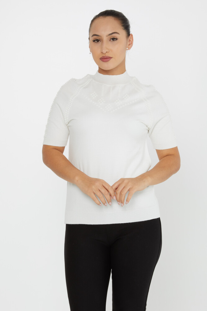 Pull En Maille Auto-tissé Manche Américaine Ecru - 30964 | KAZEE (Lot de 3 M-L-XL) - 1