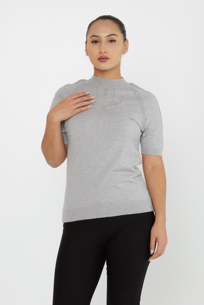 Pull en tricot auto-tissé à manches américaines Gris - 30964 | KAZEE (Lot de 3 M-L-XL) - 1