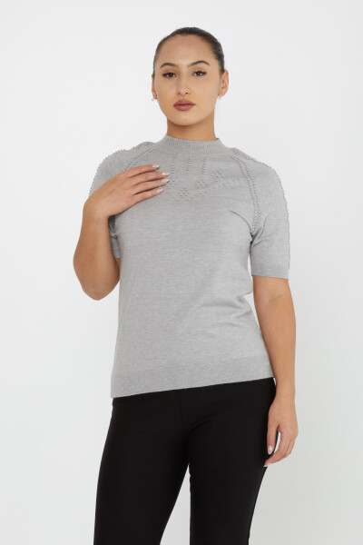 Pull en tricot auto-tissé à manches américaines Gris - 30964 | KAZEE (Lot de 3 M-L-XL) 