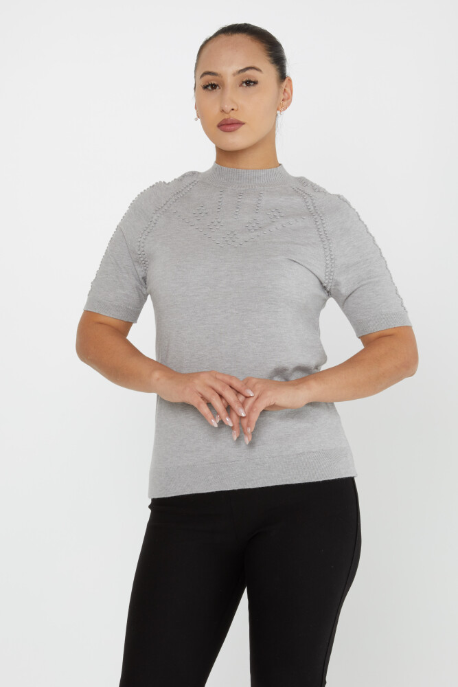 Pull en tricot auto-tissé à manches américaines Gris - 30964 | KAZEE (Lot de 3 M-L-XL) - 3