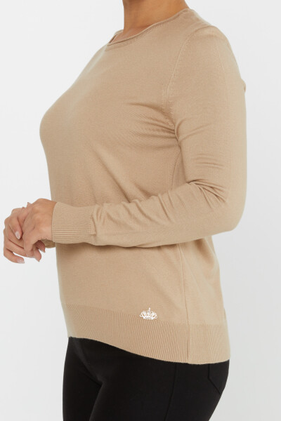 Pull en maille basique col rond Beige - 30899 | KAZEE (Lot de 4 L-XL-2XL 3XL) - 4