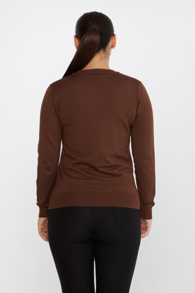 Pull en tricot basique à manches longues marron - 30256 | KAZEE (Lot de 4 M-L-XL-2XL) - 6