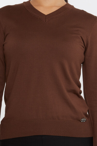 Pull en tricot basique à manches longues marron - 30256 | KAZEE (Lot de 4 M-L-XL-2XL) - 3