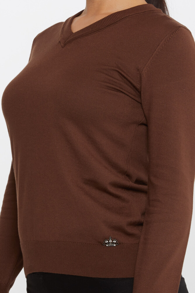 Pull en tricot basique à manches longues marron - 30256 | KAZEE (Lot de 4 M-L-XL-2XL) - 4