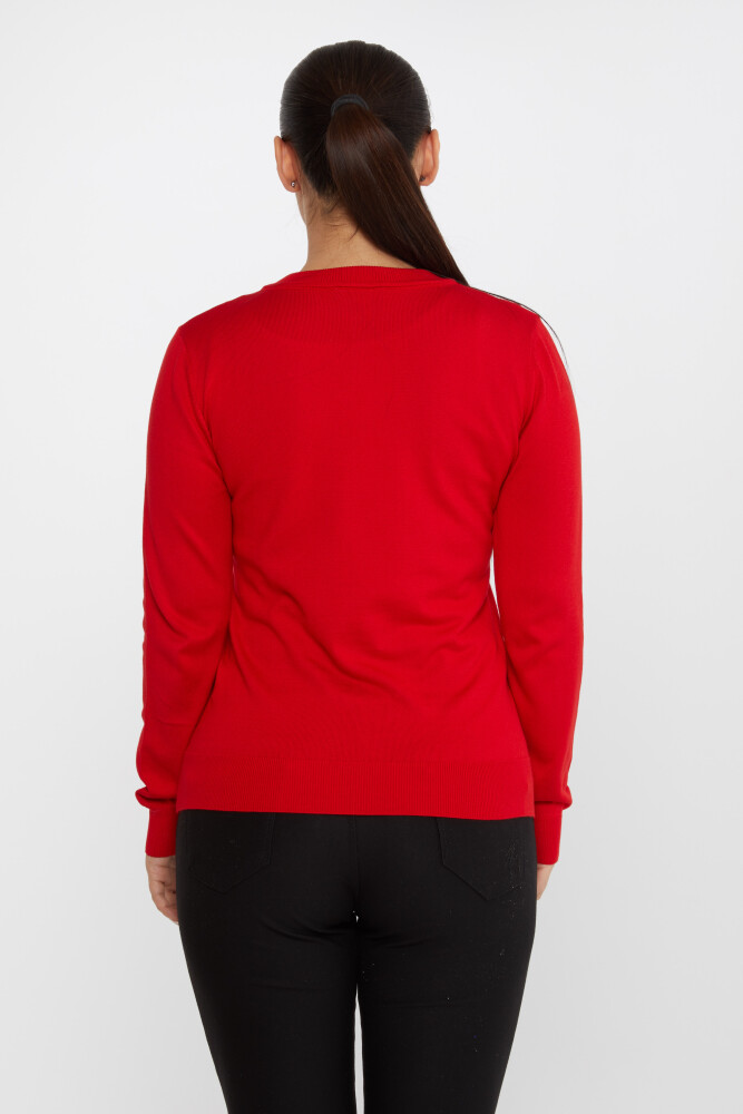 Pull en tricot basique à manches longues rouge - 30256 | KAZEE (Lot de 4 M-L-XL-2XL) - 6