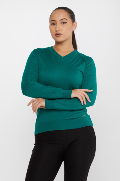 Pull en tricot basique à manches longues vert - 30256 | KAZEE (Lot de 4 M-L-XL-2XL) - 2