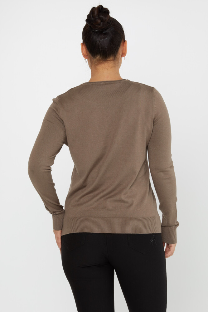 Pull en tricot basique col rond vison - 30899 | KAZEE (Lot de 4 L-XL-2XL 3XL) - 5