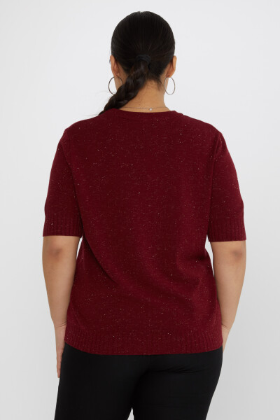 Pull en tricot avec logo coeur à manches courtes Rouge Claret - 31634 | KAZEE (Lot de 3 XL-2XL-3XL) - 4