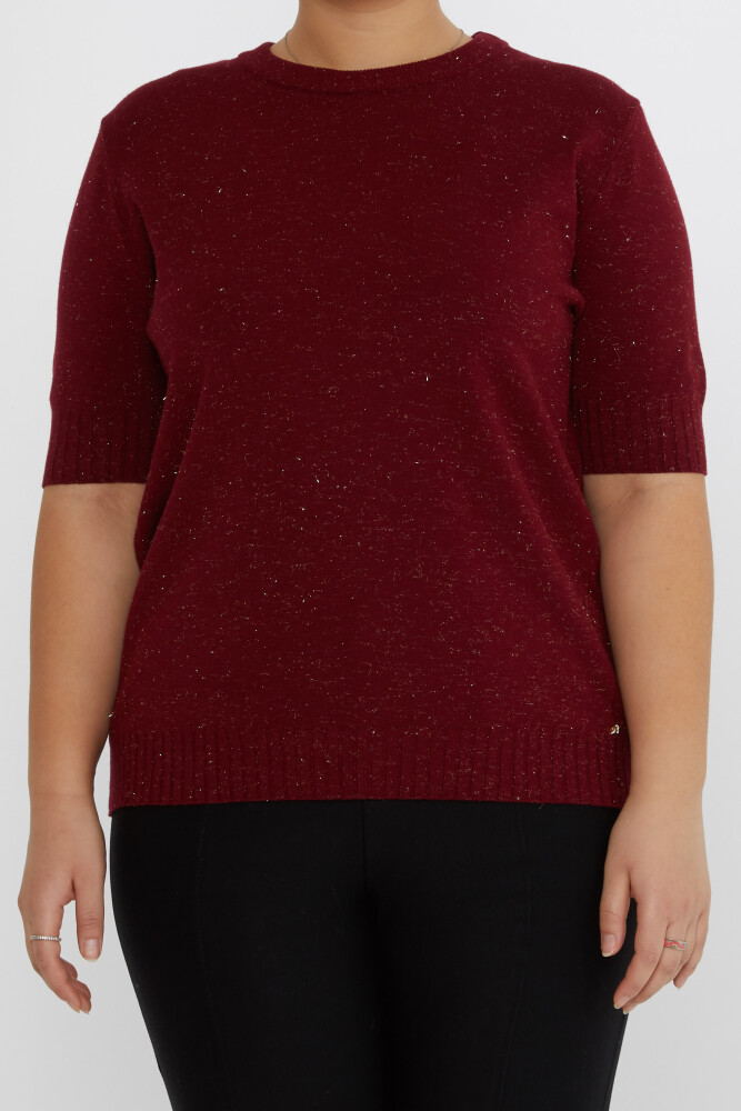 Pull en tricot avec logo coeur à manches courtes Rouge Claret - 31634 | KAZEE (Lot de 3 XL-2XL-3XL) - 2