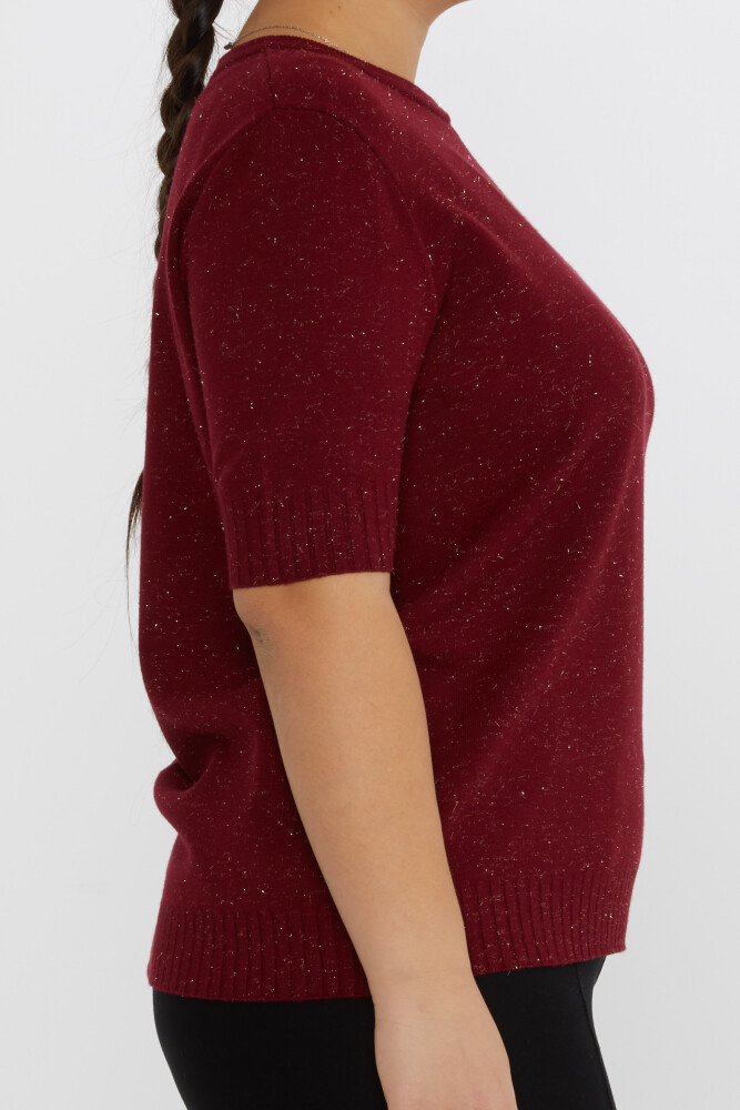 Pull en tricot avec logo coeur à manches courtes Rouge Claret - 31634 | KAZEE (Lot de 3 XL-2XL-3XL) - 3