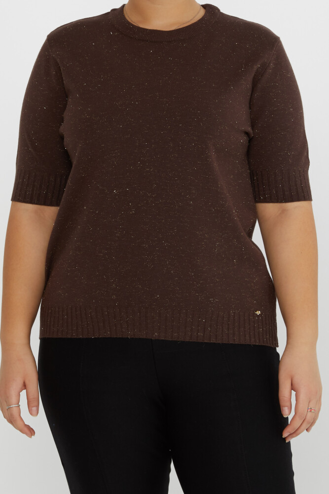 Pull en tricot avec logo coeur à manches courtes marron - 31634 | KAZEE (Lot de 3 XL-2XL-3XL) - 2