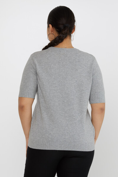 Pull en tricot avec logo coeur manches courtes gris - 31634 | KAZEE (Lot de 3 XL-2XL-3XL) - 4