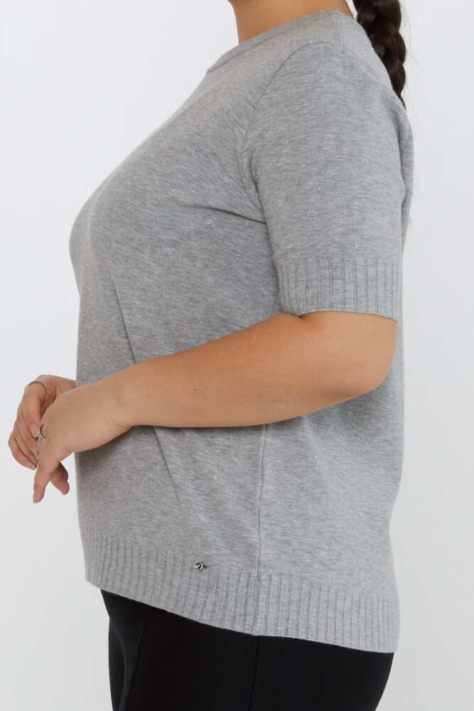 Pull en tricot avec logo coeur manches courtes gris - 31634 | KAZEE (Lot de 3 XL-2XL-3XL) - 3