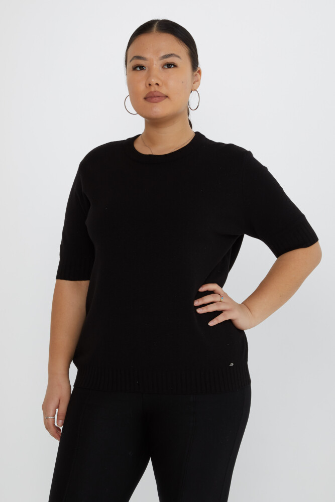 Pull en tricot avec logo coeur à manches courtes noir - 31634 | KAZEE (Lot de 3 XL-2XL-3XL) - 1