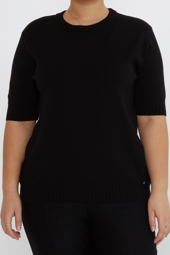 Pull en tricot avec logo coeur à manches courtes noir - 31634 | KAZEE (Lot de 3 XL-2XL-3XL) - 2